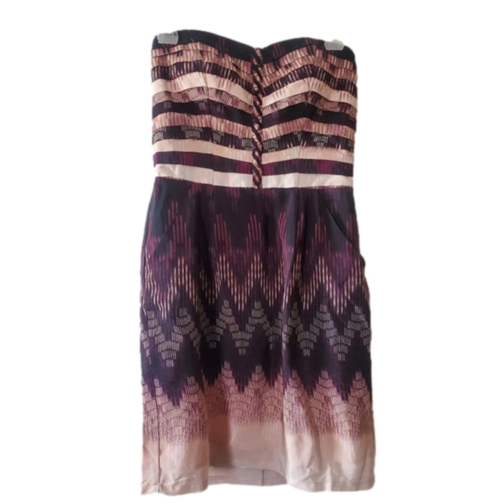 Charlie jade NWT strapless mini dress w/braided detail, XS, pinks&navy padded br